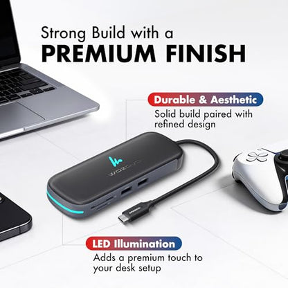 Type C 8 in 1 Wozoyo Docking Station with Dual USB 5Gbps, Dual 4K HDMI, Gigabit Ethernet, SD & TF Card Reader, PD 100W, USB-C Hub, Compatible with Thunderbolt 4, macOS, Windows, Android & iOS - style: 8-in-1