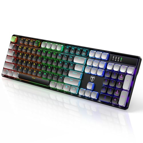 RisoPhy Wireless Mechanical Keyboard Gaming, Low Profile Bluetooth/ 2.4G/ USB-C/Keyboard with Smooth Red Switches, RGB Light up Backlight Rechargeable Clicky Keyboard for Computer PC Mac Gamer