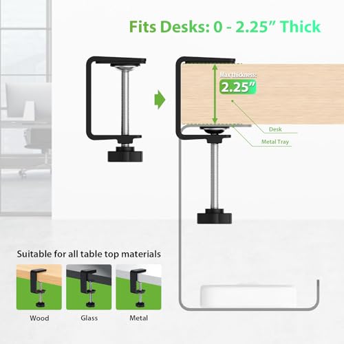 KEEGH 16 in Under Desk Cable Management Tray, Metal Cable Tary, 1 Pack | No-Drill Clamp Mount, Ventilation Holes, Cable Management Tray for Home Office, Gaming Desk, Standing Desk, Black - color: Black, size: 1 Pack
