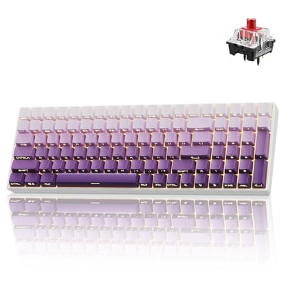 ZORNHER ZH100 Wireless Mechanical Keyboard,98% Purple Creamy Keyboard with Number Pad,Full Size Gaming Keyboard,Lighted Up PBT Dipped Keycaps,KKT Red Switches - color: Purple Gradient, size: TTC Red Switch (Linear Switch)