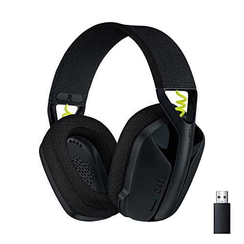Logitech G435 Lightspeed & Bluetooth Wireless Gaming Headset - Lightweight Over-Ear Headphones, Built-in mics, 18h Battery, Dolby Atmos, PC, PS4, PS5, Nintendo Switch/Switch 2, Mobile - Black - size: One Size