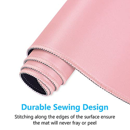 Dapesuom Large Mouse Pad, Extended Gaming Mouse Mat with Stitched Edges, Full Size Desk Mats with Non-Slip Base, Computer Big Desktop Keyboard Pad for Gamer, Laptop, Office, 23.6 x 11.8 in, Pink - color: Pink, size: 23.6L x 11.8W inches