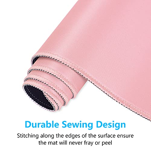 Dapesuom Large Gaming Mouse Pad, Extended Mouse Mat with Stitched Edges, Full Size Keyboard Pad with Non-Slip Base, Big XXL Computer Desk Mats for Gamer, Laptop, Office, 35.5 x 15.7in, Pink - color: Pink, size: 35.5L x 15.7W inches