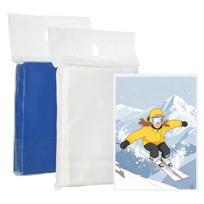 Matte Card Sleeves, Trading Card Sleeves Deck Protectors Perfect for Trading Cards & Baseball & Sports & Magic Gathering & Magic Game Cards (White/Blue, 100 Pcs) - color: White/Blue