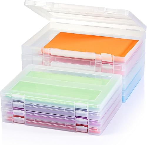 Denkee 8 Pack A4 Paper Organizer Box, Plastic Board Game Storage for Art Supplies 8.5" x 11" US Letter, Portable Scrapbook Paper Organizer Containers for Craft and Arts Storage (2 Inner Size) - size: 8x10/16x20, 8 pack