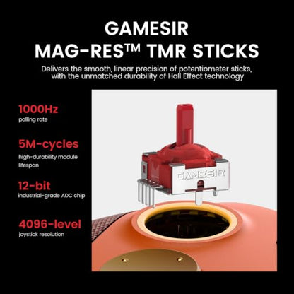 GameSir G7 Pro Wired Controller for Xbox One, Xbox Series X/S, Wireless PC Controller with TMR Sticks, Hall Effect Analog Triggers, 1000Hz Polling Rate with 3.5mm Audio Jack - Amber Flame