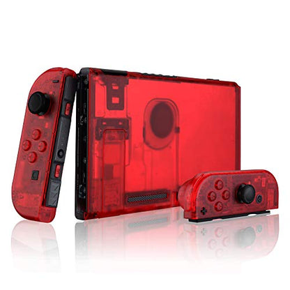 eXtremeRate DIY Replacement Shell Buttons for Nintendo Switch, Back Plate for Switch Console, Housing with Full Set Buttons for Joycon Handheld Controller - Clear Red [No Electronics Parts] - color: Clear Red