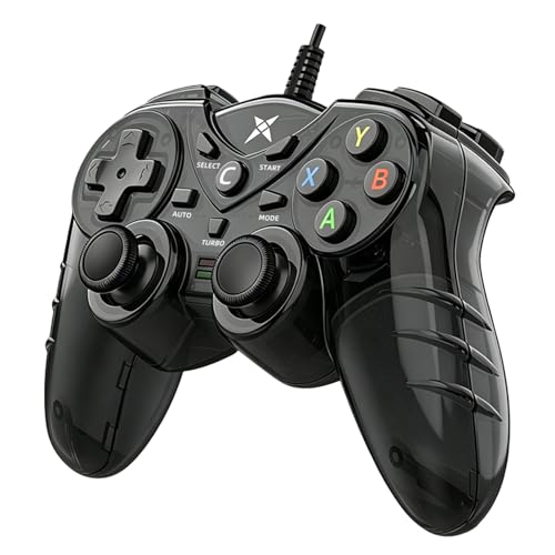NBCP Wired PS3 PC Game Controller TV Box USB Steam Gamepad joystick Joypad with Dual Vibration Feedback Turbo Trigger for Windows 7/8 /8.1/10/ Laptop - color: Black for Wired PC