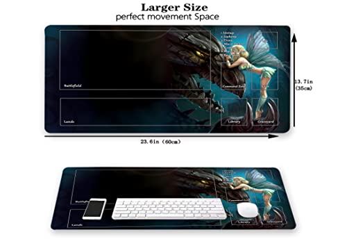 MTG Playmat - 24 x 14 Inches Trading Card Game Playmat with Storage Bag and Smooth Rubber Surface - color: Black Dragon With Zones