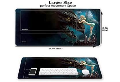 MTG Playmat - 24 x 14 Inches Trading Card Game Playmat with Storage Bag and Smooth Rubber Surface - color: Black Dragon With Zones
