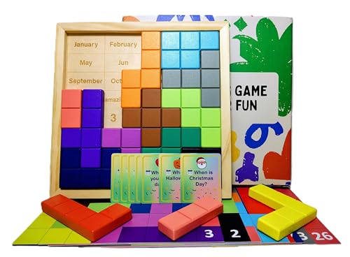 Dementia Activities for Seniors, 2 in 1 Cognitive Games for Elderly: Tile Matching Puzzle & Memory Q&A, 15 Wooden Blocks, 26 Templates, Alzheimer's Activities, Games for Dementia Patients.