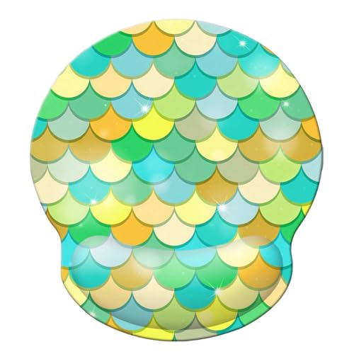 Ergonomic Memory Foam Wrist Support Mouse Pad Comfortable Padded Wrist Mousepads 9in X10in Pain Relief Desktop Mouse Mat (Green Mermaid Foam) - color: Green Mermaid Foam