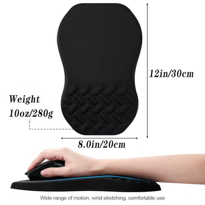 QDOAOF-Ergonomic Mouse Pad Wrist Support with Massage Design, Relieve Wrist Pain Mousepad, Wrist Rest Pain Relief Mousepad with Memory Foam&Non-Slip PU Base, Carpal Tunnel Syndrome (Black)