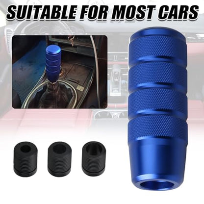 Osilly 3.74 Inch Aluminum Shift Knob with 3 Threaded Adapters, Blue | aluminum alloy construction, ergonomic extended grip, supplied adapters, for manual and select automatic cars, interior parts - color: Blue
