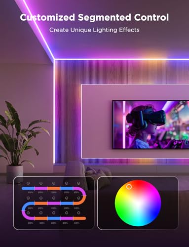 Govee COB LED Strip Light Pro, LED Lights for Bedroom Compatible with Alexa, Google Assistant and Matter, RGBICW Light with Warm White, Smart Strip Light, Color Changing, for Cabinet, 16.4ft | Work with Alexa, Google Assistant and Matter, Smart Strip Ligh