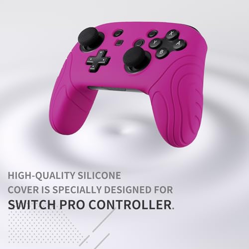 playvital Samurai Edition Ergonomic Silicone Skin Protective Case for Nintendo Switch Pro, Soft Anti-slip Controller Grip Protector for Nintendo Switch Pro with Thumb Grips - Neon Purple - color: Neon Purple