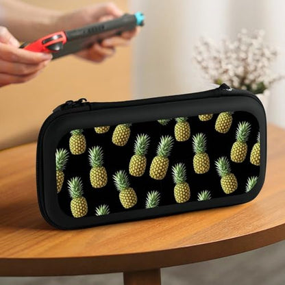 PPIKTC Travel Hard Shell Carrying Case for Switch, Shockproof Protective Storage Bag with 15 Game Cartridges, Upside Down Pineapple Tropical Fruits - color: Design (340)