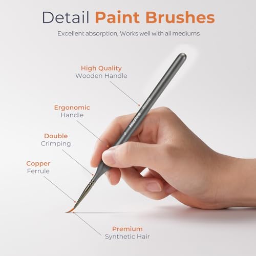Nicpro 15 Pack Miniature Painting Set, Fine Detail Paint Brushes for Models, Acrylic Watercolor Oil, Ceramic, Shoe, Art Figure Paint by Number - Thin Artist Kit Nylon Holder - size: 15 PCS