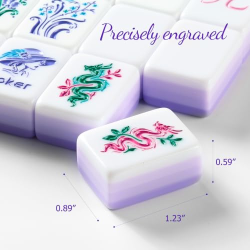 American Mahjong Tile Set, 160 Purple 4 Layer Mah Jong Game Tiles with Tile Bag, Gift-Ready Storage Box, 4 Dice with Pouch, Mahjong Travel Tiles Set, Majiang Set, Majong