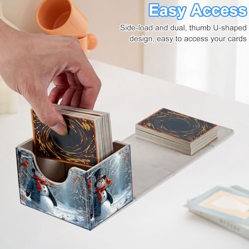 Snowman Deck Box for MTG Commander | Holds 100+ Double-Sleeved Cards | Strong Magnetic TCG Card Case for Collectible Games - color: Snowman