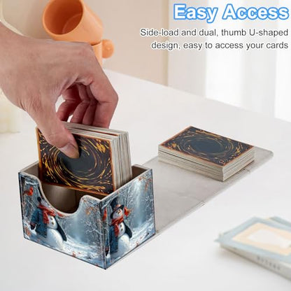 Snowman Deck Box for MTG Commander | Holds 100+ Double-Sleeved Cards | Strong Magnetic TCG Card Case for Collectible Games - color: Snowman