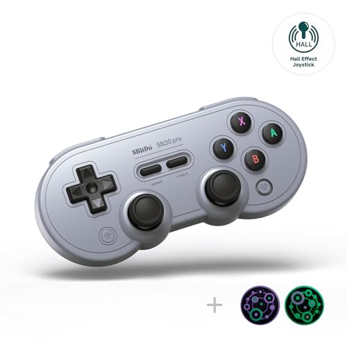 8Bitdo SN30 Pro Bluetooth Wireless Gamepad Retro Controller - Gray | Hall Effect Joystick, for Switch/Switch 2, PC, Steam Deck, Android, Raspberry PI, iPhone, iPad, macOS and Apple TV - color: Gray Edition, size: Hall Effect Joystick
