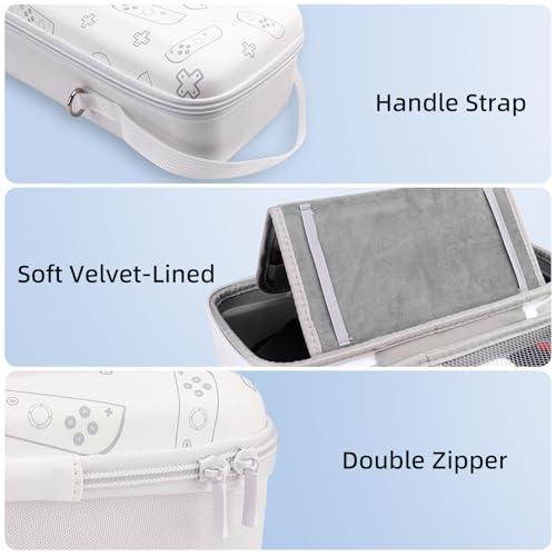 FIWWAT Carrying Case for Nintendo Switch 2 2025, 12 Game Card Slots, Large Capacity Hard Travel Protective Case for Switch 2 Console Accessories Pro Controller, Dock, White - color: White
