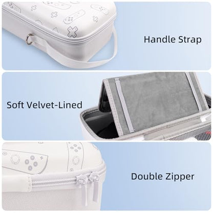 FIWWAT Carrying Case for Nintendo Switch 2 2025, 12 Game Card Slots, Large Capacity Hard Travel Protective Case for Switch 2 Console Accessories Pro Controller, Dock, White - color: White