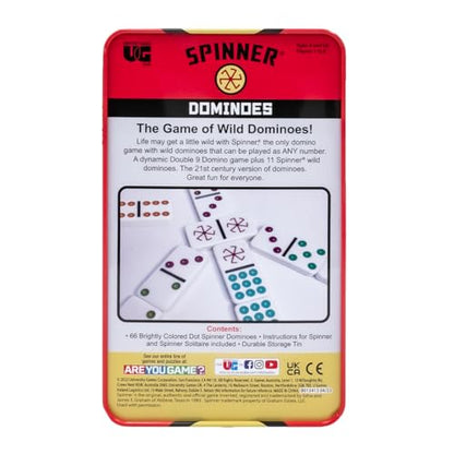 Front Porch Classics Spinner Dominoes Travel Tin Family Game Set, Ages 8+