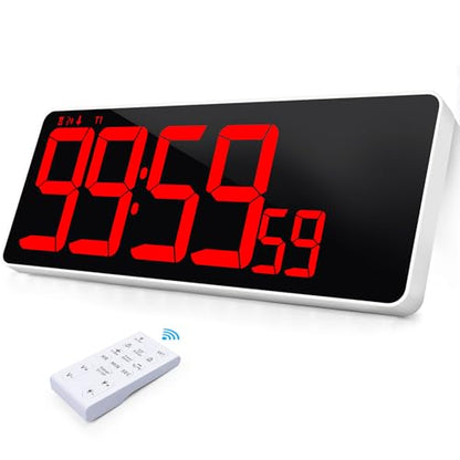 13.7”Digital Timer Large LED Screen displays（5'' Number）,The Date time, Remote Control, Turn on/Off 10 Seconds Countdown Voice Notification, for Chefs,Students, Children, Seniors - color: 13.7'' Red+remote