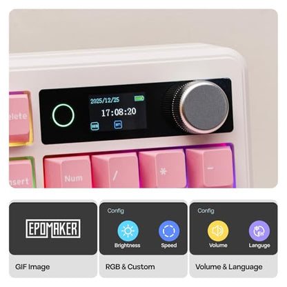 EPOMAKER TH99 PRO 96% Mechanical Keyboard with Screen & Knob, 10000mAh, 2.4Ghz/BT, Hot Swap, Custom Driver, RGB Backlight, PBT Keycap, Wireless Gaming Keyboard for PC/Mac (Pink, Creamy Jade) - color: Pink, size: Creamy Jade