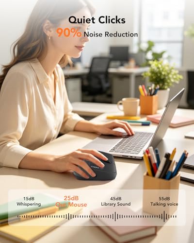 KYSONA Ergonomic Mouse Wireless, Bluetooth Vertical Mouse, 5-Level Adjustable DPI, 2.4G Silent Switch Mice for Windows, MacOS, IPadOS, Laptop, PC, Black - color: Black