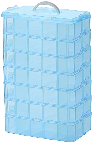 Sooyee 7 Layers Stackable Storage Container, 70 Adjustable Compartments Stackable Storage Container for Kids Toys, Art Crafts, Jewelry, Supplies, Mini Case & Letter Sticker Included,Blue - color: Blue, size: 7 Tier