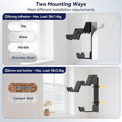 KDD Dual Controller & Headphone Holder Stand Wall Mount - Gaming Headset Hanger with Adhesive or Screws Install for Xbox Series X/S, PS5/4/3, Switch, STEAM, Universal PC Gamepad Accessories