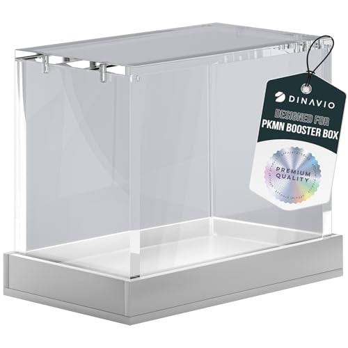 PKMN Booster Box Case Acrylic Display - Booster Box Protector Case - 8mm + 5mm Acrylic 5x3mm Magnets - Compatible with PKMN Booster Boxes (White Base) - color: White Base