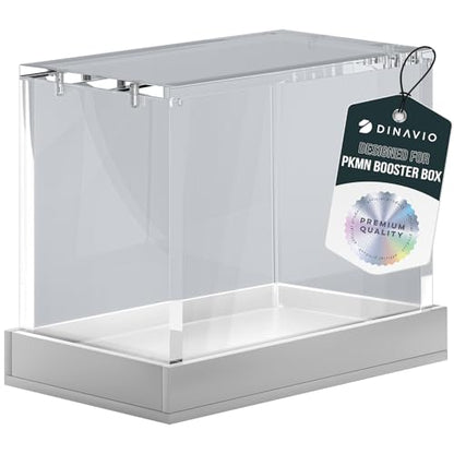 PKMN Booster Box Case Acrylic Display - Booster Box Protector Case - 8mm + 5mm Acrylic 5x3mm Magnets - Compatible with PKMN Booster Boxes (White Base) - color: White Base