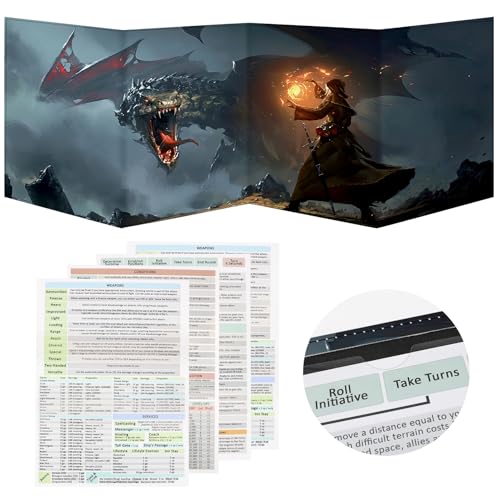 DND DM Screen, Dungeons and Dragons Master Screen Leather | 4 Wet-Erase Function Pockets,DND Game Accessories for TRPG,with 4 Panels Master Screen Inserts - color: C