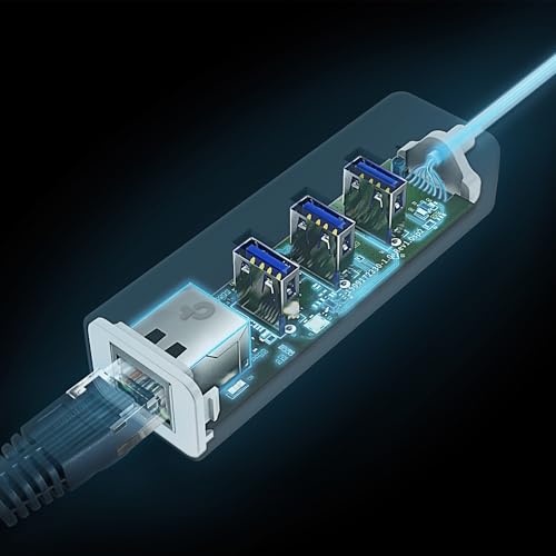 TP-Link UE330C USB-C 3.0 to Ethernet Adapter | Portable 3-Port USB-A 3.0 Hub w/ 1 Gigabit RJ45 Ethernet Port | Laptop Network Adapter | Plug & Play | Supports Win 7/8/8.1/10/11, Mac OS X (10.9-10.15) - style: USB-C with 3-Ports