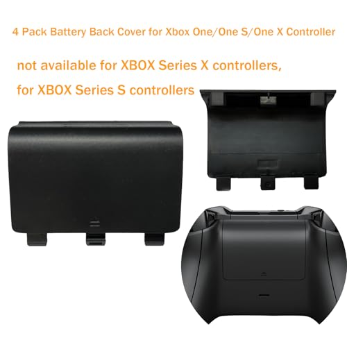 4 Pack Battery Back Cover for Xbox One/One X/One S Controller, One Controller Battery Cover Door Battery Back Shell Repair Part Compatible with Xbox One/One X/One S Controller (Black) - color: Black