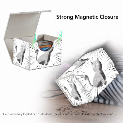 Strong Magnet Card Case Deck Box Mtg Card Box Playing Card Box Deck Boxs Tcg Up to 200 Cards Creative Pattern Trading Card Storage Box for Collectible Card Games for TCG, Cute Cats Seamless Funny Pets - color: Cute Cats Seamless Funny Pets