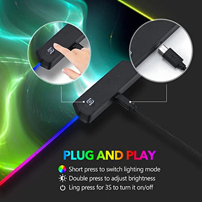 AIMSA Large Gaming Mouse Pad RGB, Keyboard Led Mousepad Extended 35.4 x 15.8 inch Non-Slip Rubber Base with 14 Lighting Modes, Big Desk Mat Waterproof, Cool Aurora - color: Cool Aurora