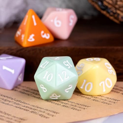 DND Dice Set -D&D Polyhedral Dice (7 Pcs) with Gift Leather Dice Bag for Role Playing Dice Games RPGs(7Pcs-Macaron) - color: 7pcs-macaron
