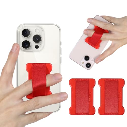 Universal Phone Grip for Smartphones - Phone Holder for Hand - Wireless Charging Compatible (Red) - 2Pack - color: Red