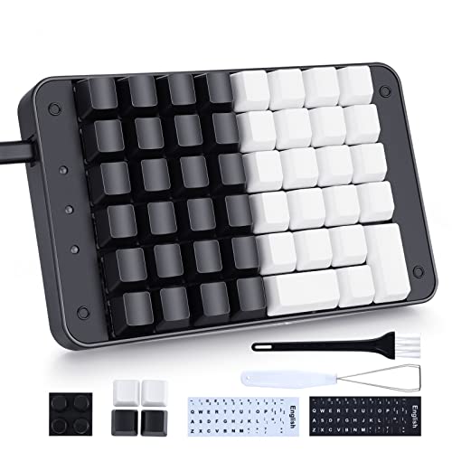 Koolertron One Handed Mechanical Gaming Keyboard with 32 Macro Keys, 46-Key Fully Programmable Mini Keypad, Mini USB Macro Keyboard for PC Gamers