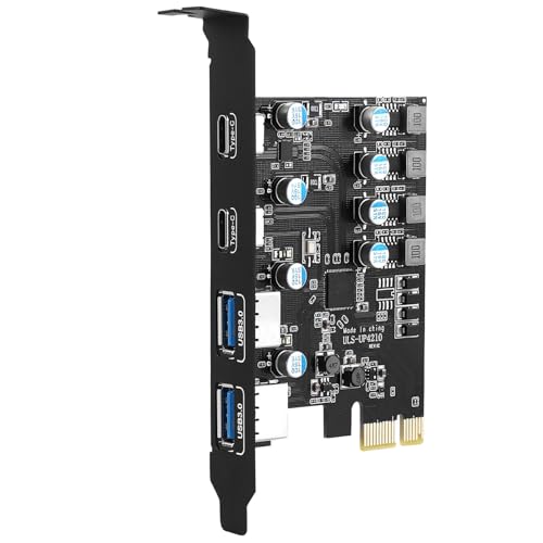 Sinefine 4 Ports PCI-E to USB 3.0 Expansion Card (2 USB Type-A and 2 USB Type-C Ports), Internal Converter PCI Express Expansion Card for Desktop PC Card - color: 2 USB A and 2 USB C