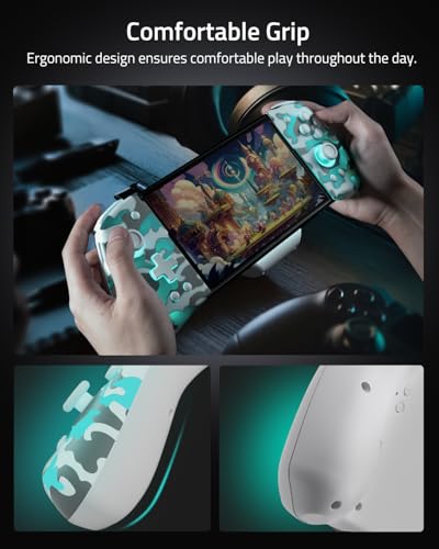 FUNLAB Switch Joypad Controller for Nintendo Switch/OLED Joycon, Ergonomic Switch Handheld Controller Joypad Replacement, Camo One Piece Controles Customizable with Adjustable Color, Turbo, Mapping - color: Camo White