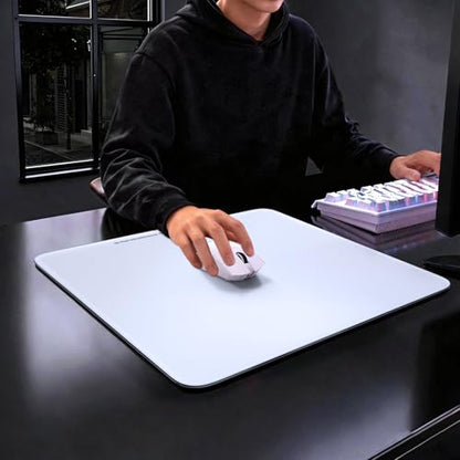 ATTACK SHARK CM05 Glass Gaming Mouse Pad,17.7x15.7 in Large Mouse Mat，Non Slip 9H Hard Mousepads,Nano-Textured Glass Surface with Improved Precision and Speed for FPS Players-Pure White - color: Pure White