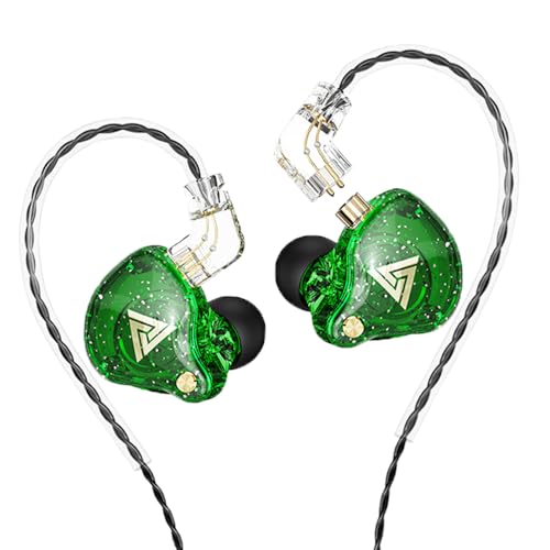 Wired Gaming Earbuds,QKZ AK6 PRO in Ear Monitors, Deep Bass Sound Wired Earbuds, HiFi in Ear Headphones with New 1DD 10mm Dynamic Driver, IEM for Music Gaming Video Calling (Green) - color: Green