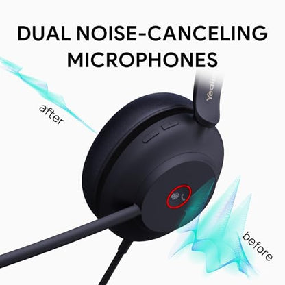 Yealink UH37 USB Headset with Microphone for PC Laptop - Headphones with Noise Cancelling Microphone for Computer,On-Ear Wired Office Call Center Headset Mono - style: Mono