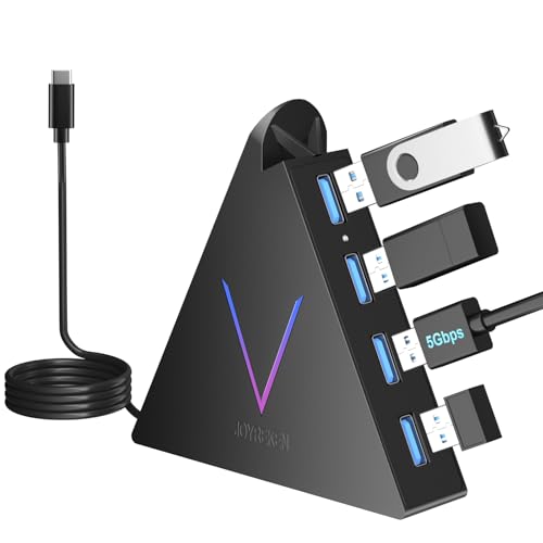 USB C Hub 4 Ports JoyReken,USBC to USB Hub with 2FT Extended Cable,Type C to USB Adapter for MacBook Pro/Mini,iMac,Surface,Gaming Laptops,PS5,Flash Drive,Thumb Drives,Mouse,Keyboard(Black) - color: Black-C